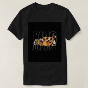 Zwarte kleur heren T-shirt halve mouw tijger ontwe