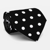 Zwarte kleur met klassieke polka stippen stropdas (Opgerold)