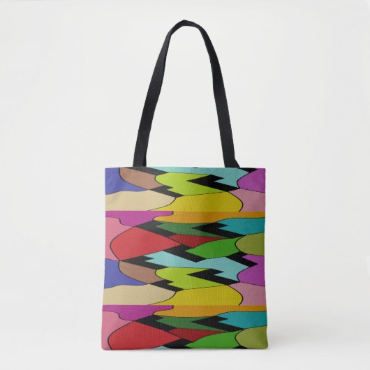 Zwarte kleur met kunstontwerp in het midden tote bag (Voorkant)