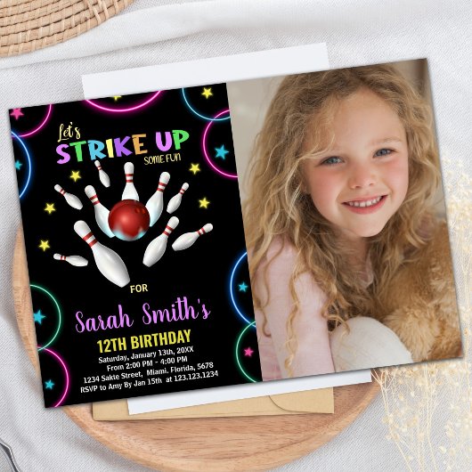 Zwarte kleuren regenboog foto bowling verjaardag kaart