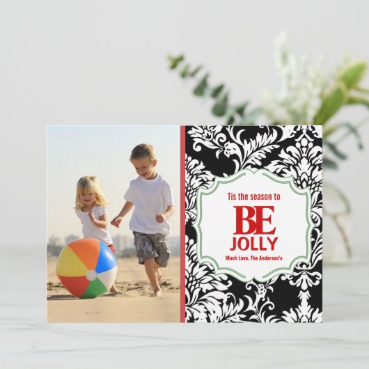  zwarte-kleurenfotokaart voor de zwarte-dasfamilie feestdagenkaart (Staand voorkant)