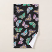 Zwarte kleurige Waterverf Butterflies Bad Handdoek (Handdoek)