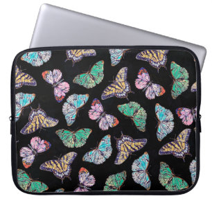 Zwarte kleurige Waterverf Butterflies Laptop Sleeve