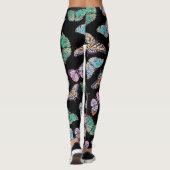 Zwarte kleurige Waterverf Butterflies Leggings (Achterkant)