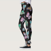 Zwarte kleurige Waterverf Butterflies Leggings (Links)