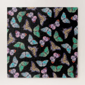 Zwarte kleurige Waterverf Butterflies Legpuzzel (Horizontaal)