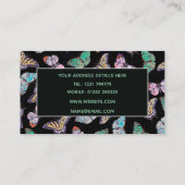 Zwarte kleurige Waterverf Butterflies Visitekaartje (Achterkant)