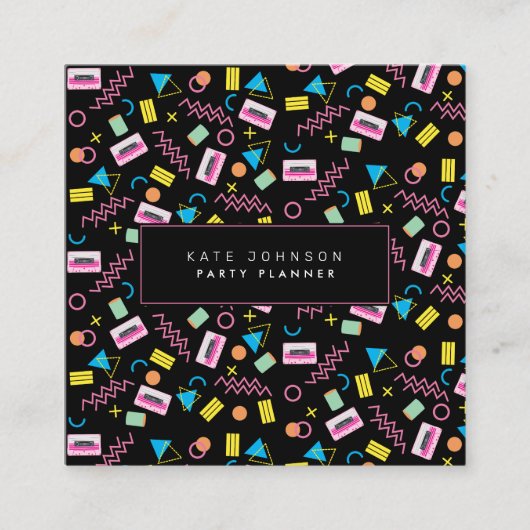 Zwarte kleurrijke 80-inch retroflectorpanner vierkante visitekaartje (Voorkant)