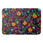 Zwarte, kleurrijke abstracte bloemen badmat (Voorkant)