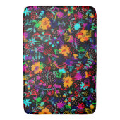 Zwarte, kleurrijke abstracte bloemen badmat (Voorkant Verticaal)