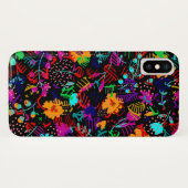Zwarte, kleurrijke abstracte bloemen Case-Mate iPhone case (Achterkant (horizontaal))