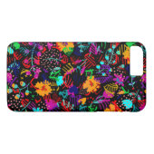 Zwarte, kleurrijke abstracte bloemen Case-Mate iPhone case (Achterkant (Horizontaal))