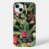 Zwarte kleurrijke cactus Case-Mate iPhone case (Achterkant)