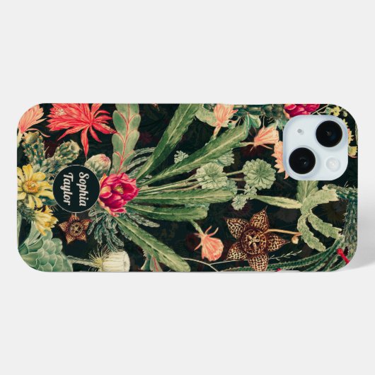 Zwarte  kleurrijke cactus Case-Mate iPhone case (Achterkant (horizontaal))
