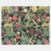 Zwarte  kleurrijke cactus fleece deken (Voorkant (Horizontaal))