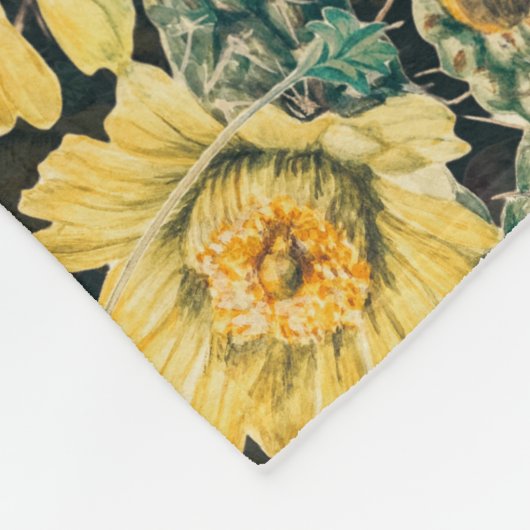 Zwarte  kleurrijke cactus fleece deken (Hoek)