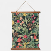 Zwarte  kleurrijke cactus hangend wandkleed (Voorkant)