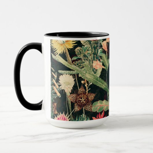 Zwarte  kleurrijke cactus mok (Links)