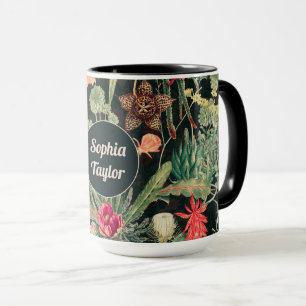 Zwarte  kleurrijke cactus mok