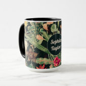 Zwarte kleurrijke cactus mok (Voorkant links)