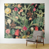 Zwarte  kleurrijke cactus wandkleed (In Situ (horizontaal))