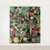 Zwarte  kleurrijke cactus wandkleed (Voorkant)