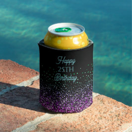 Zwarte Kleurrijke Glitter Accent Blikjeskoeler