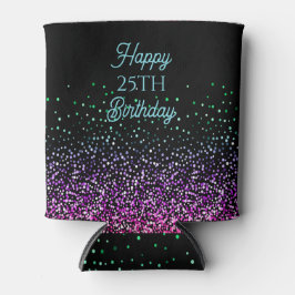 Zwarte Kleurrijke Glitter Accent Blikjeskoeler