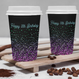 Zwarte Kleurrijke Glitter Accent Papieren Bekers