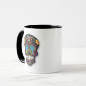 Zwarte kleurrijke Mexicaanse suikerschedel Dag van Mok (Voorkant links)