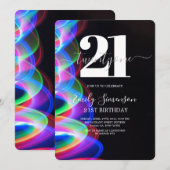 Zwarte kleurrijke minimalist 21ste verjaardag kaart (Voorkant / Achterkant)