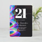 Zwarte kleurrijke minimalist 21ste verjaardag kaart (Staand voorkant)