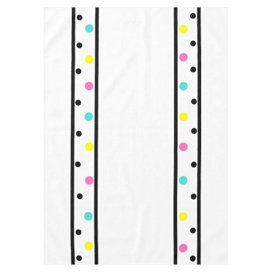 Zwarte kleurrijke polka stippen tafelkleed (Voorkant)