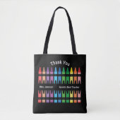 Zwarte kleurrijke wereld beste lerares regenboogkr tote bag (Voorkant)