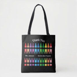 Zwarte kleurrijke wereld beste lerares regenboogkr tote bag