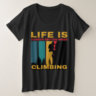 Zwarte  Klimmen Wandelen Camping Big Grote Maat T-shirt
