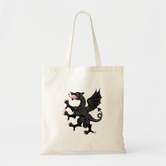 Zwarte Klimmende Draak Tote Bag (Voorkant)