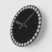 Zwarte klok met diamantprint rond (Hoek)