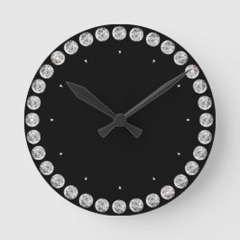 Zwarte klok met diamantprint rond