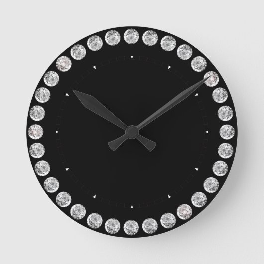 Zwarte klok met diamantprint rond (Voorkant)