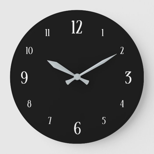 Zwarte klok met witte getallen Modern (Voorkant)