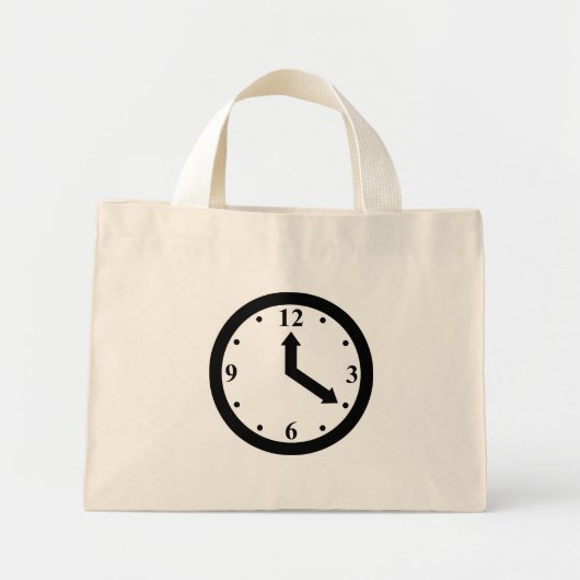 Zwarte klok mini tote bag (Voorkant)