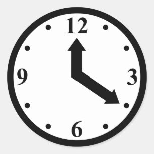 Zwarte klok ronde sticker