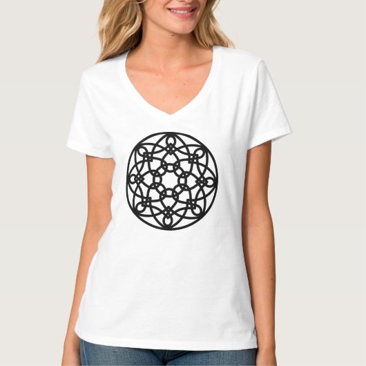 Zwarte Knoop Mandala T-shirt (Voorkant)