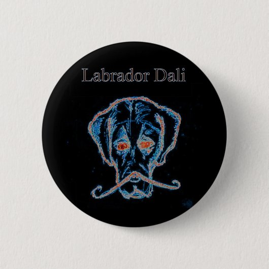 Zwarte knop Labrador Dali Ronde Button 5,7 Cm (Voorkant)
