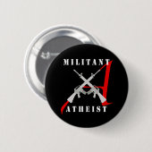 zwarte knop Militant Atheïst Ronde Button 5,7 Cm (Voorkant /achterkant)