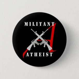 zwarte knop Militant Atheïst Ronde Button 5,7 Cm
