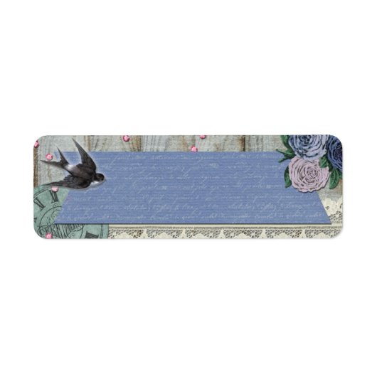 zwarte kobalt Blue Shabby Chic Craft Etiket (Voorkant)