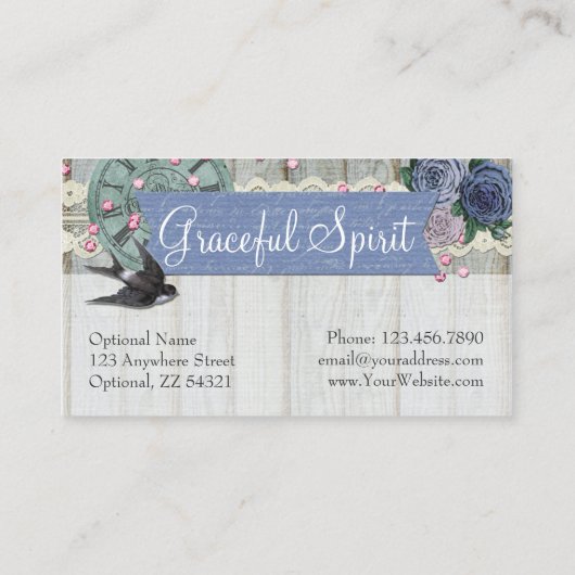  zwarte kobalt Blue Shabby Chic Craft Visitekaartje (Achterkant)