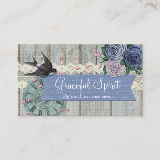  zwarte kobalt Blue Shabby Chic Craft Visitekaartje (Voorkant)